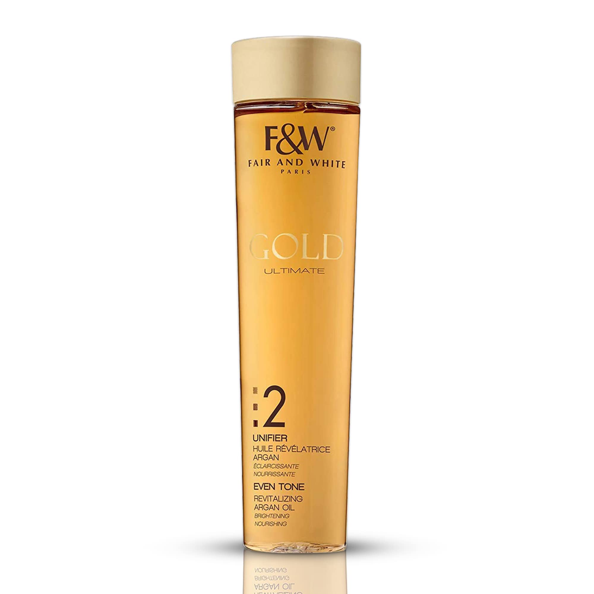 FAIR & WHITE 2, huile d'argan or, bouteille luxueuse pour hydrater la peau