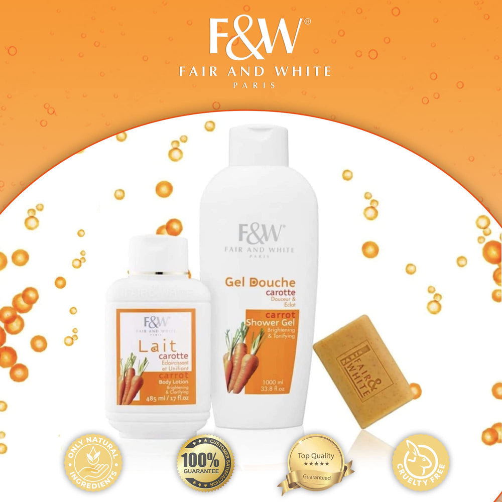 Massage douche quotidien avec Fair & White Carotte pour une douceur enveloppante.