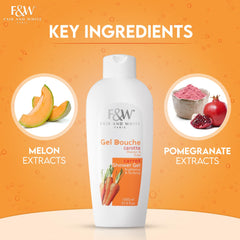 Texture moussante légère de Fair & White Carotte pour une douche agréable.