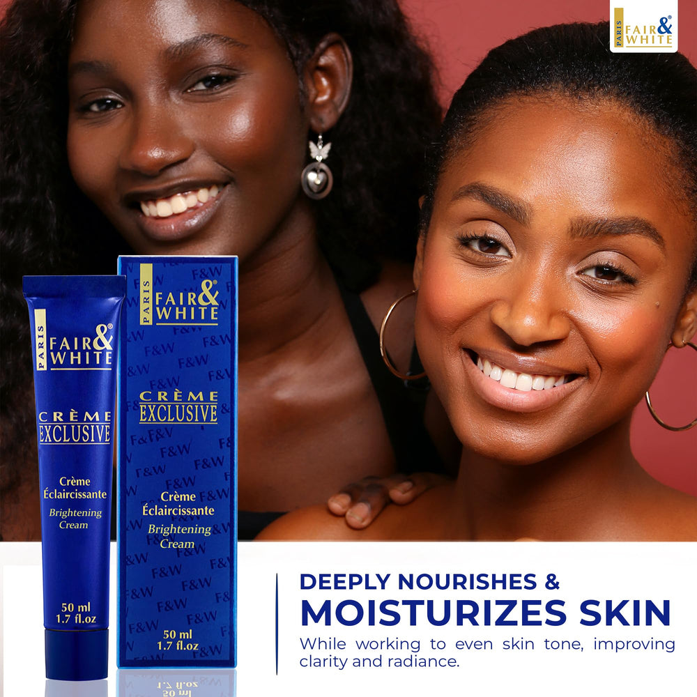 Peau lumineuse après l'application FAIR & WHITE, éclat naturel.