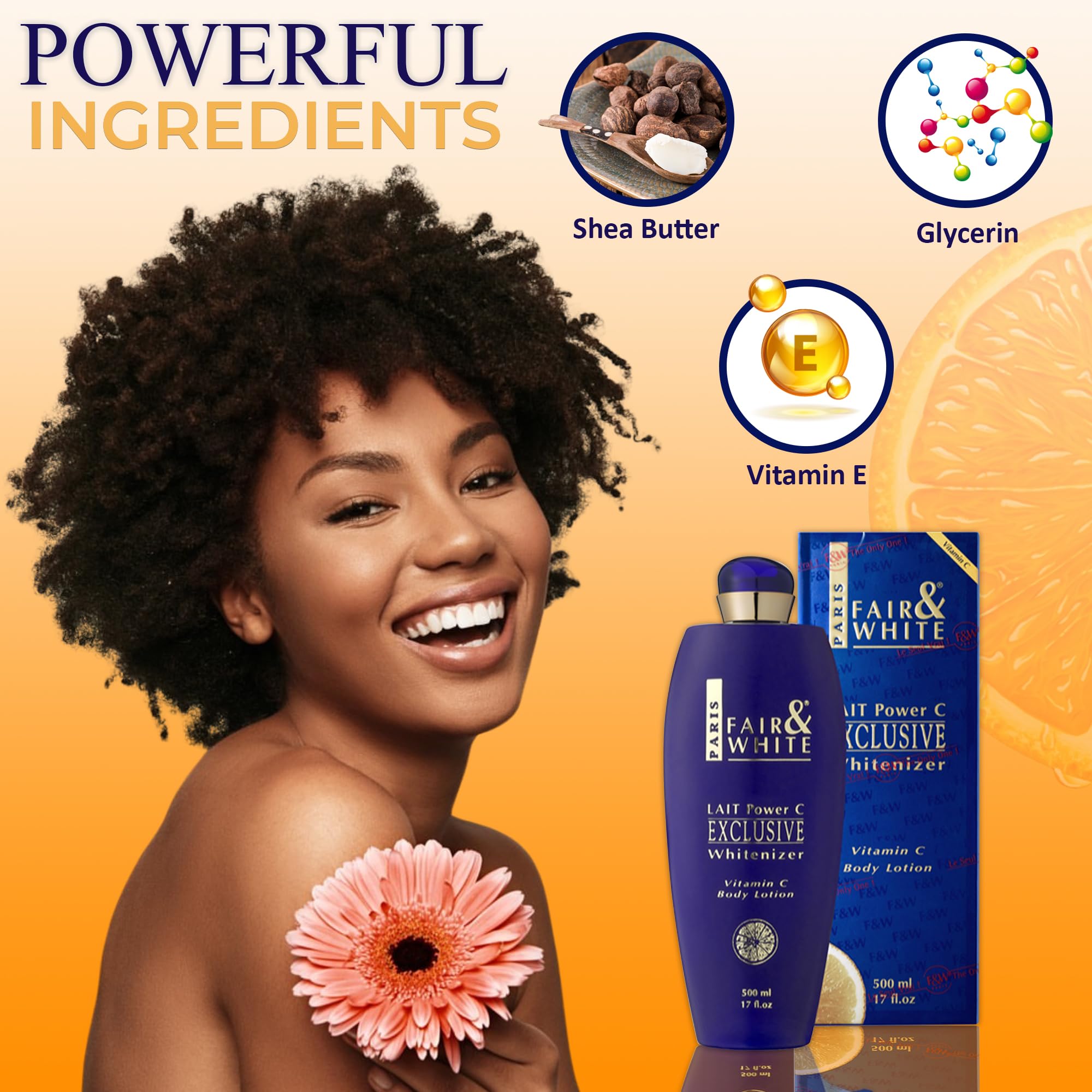 Texture crème-nourrissante FAIR & WHITE pour peau sèche et douceur durable.