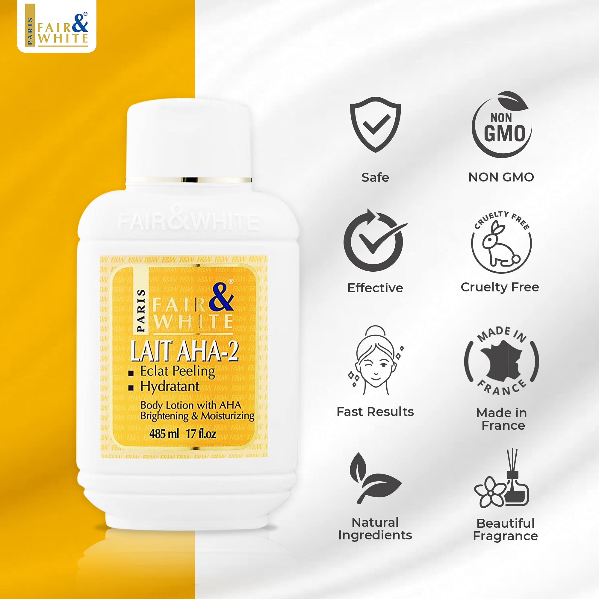 Application matinée sur peau propre avec Fair & White Original Lotion AHA.