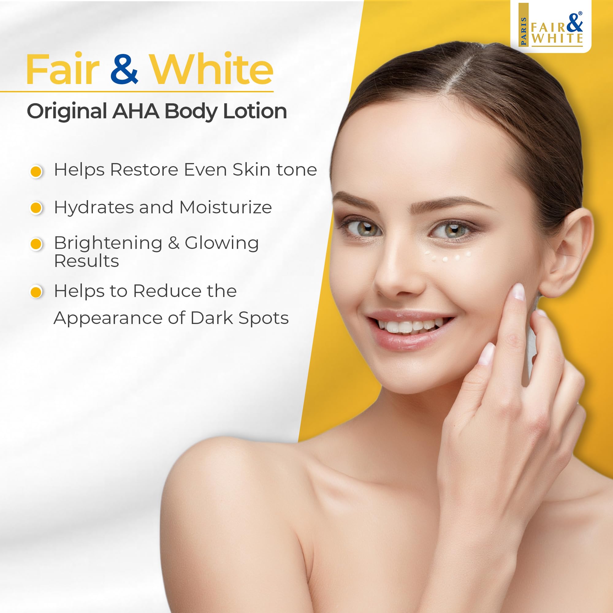 Teint uniforme potentiel avec Fair & White Original Lotion AHA.
