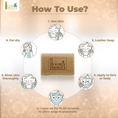 Application visage avec le savon FAIR & WHITE pour une peau plus nette.