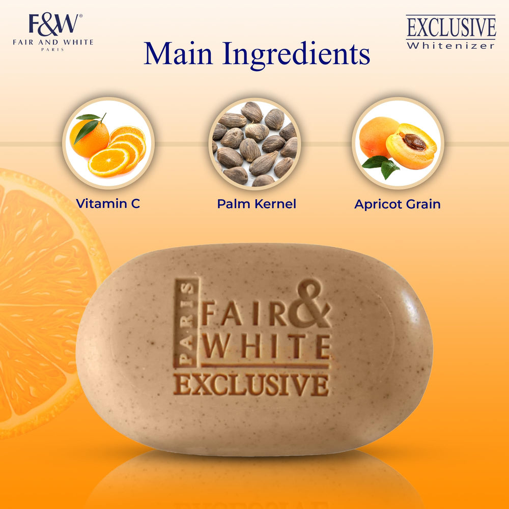 FAIR & WHITE Savon Exfoliant: mousse crémeuse purifie et adoucit la peau.