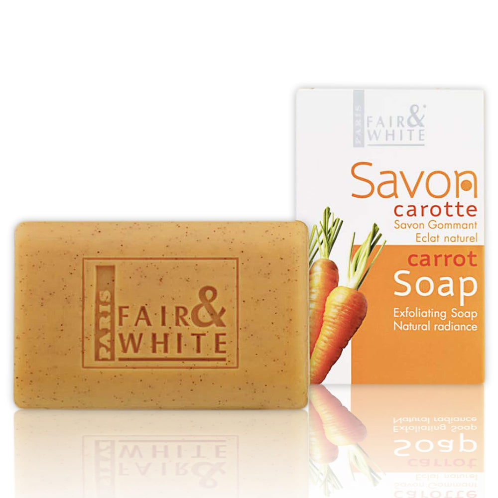 FAIR & WHITE Savon Exfoliant Original, emballage visible, éclat potentiel.