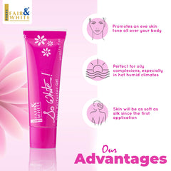 Emballage élégant de FAIR & WHITE So White Gel prêt à être rangé.