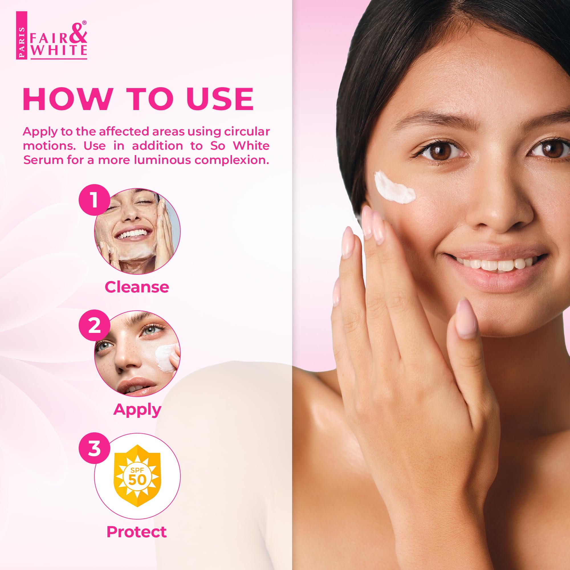 Fair & White So White Perfector Cream – flacon 50 ml, format pratique pour la routine.