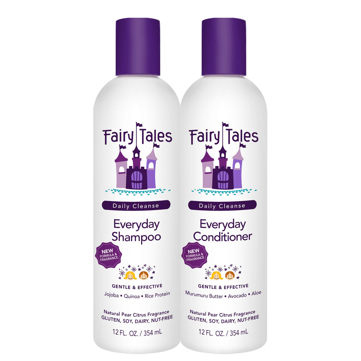 Fairy Tales Daily Cleanse shampoo bottle demonstrates gentle cleansing for kids.