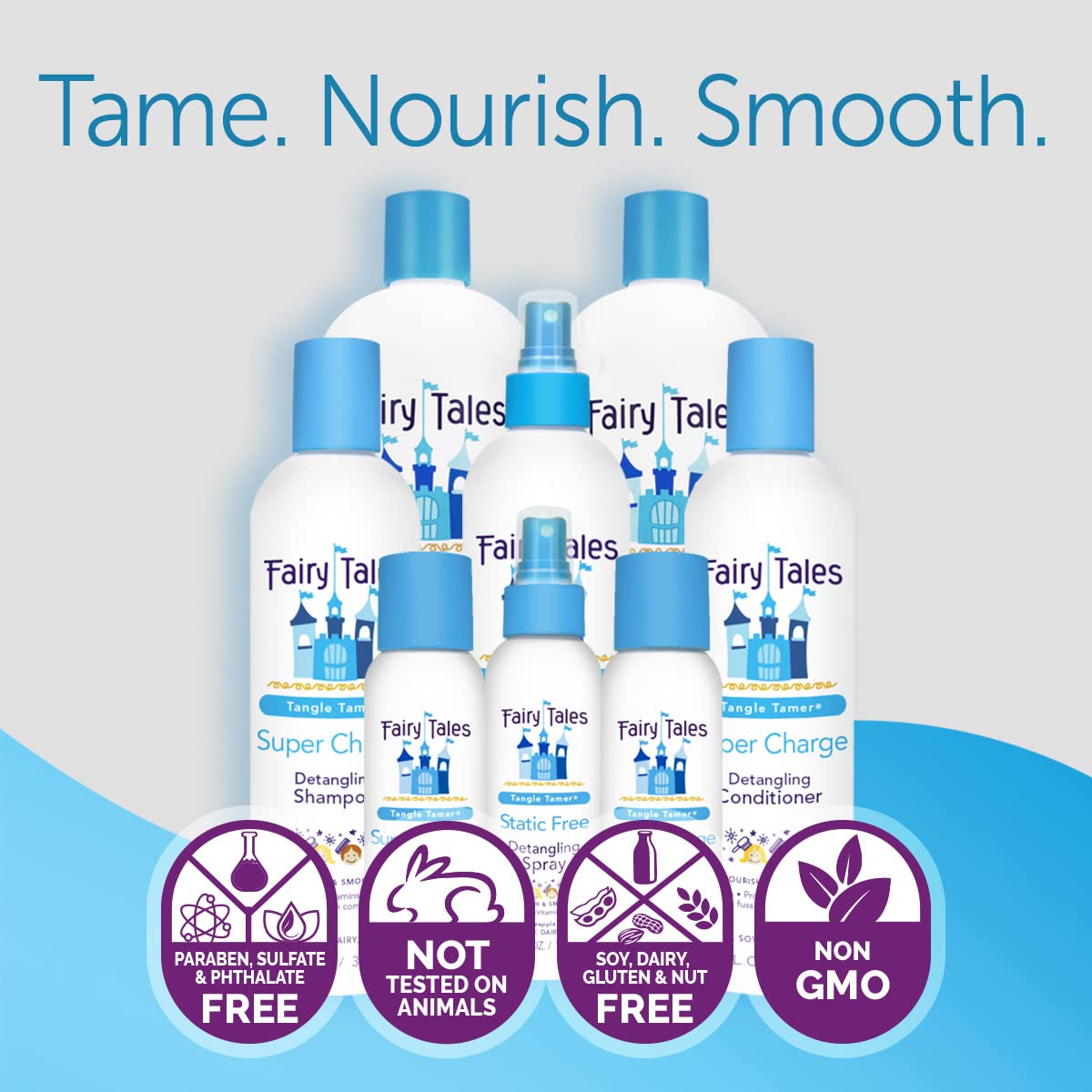 Fairy Tales Tangle Tamer delivers soft, manageable curls after washing.