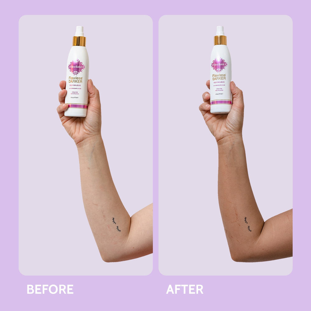 Fake Bake Flawless Darker – séchage rapide en 4 à 6 heures pour un bronzage naturel.
