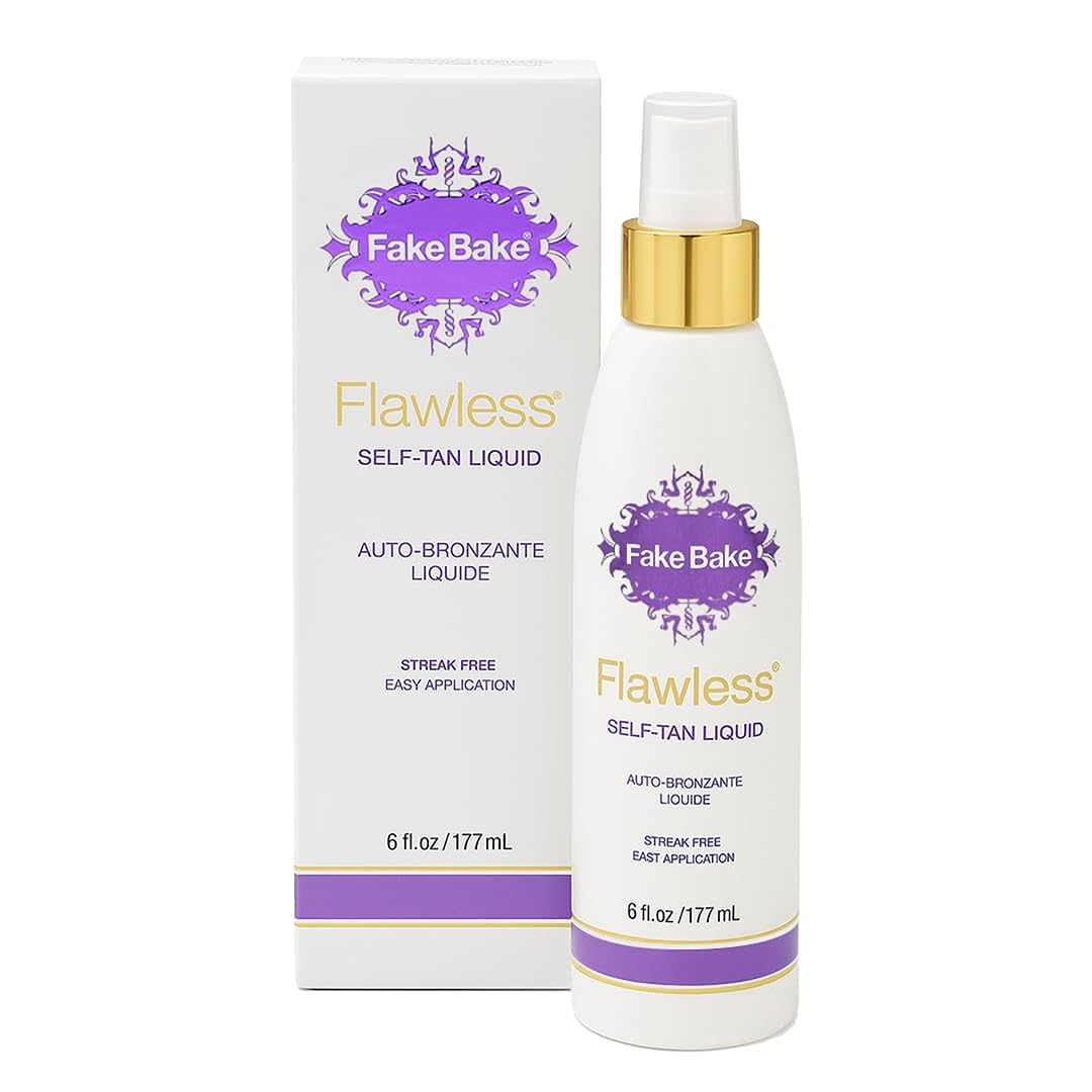 Flacon Fake Bake Flawless Self-Tanning Liquid, bouteille 6 oz prête à l'emploi pour un bronzage.