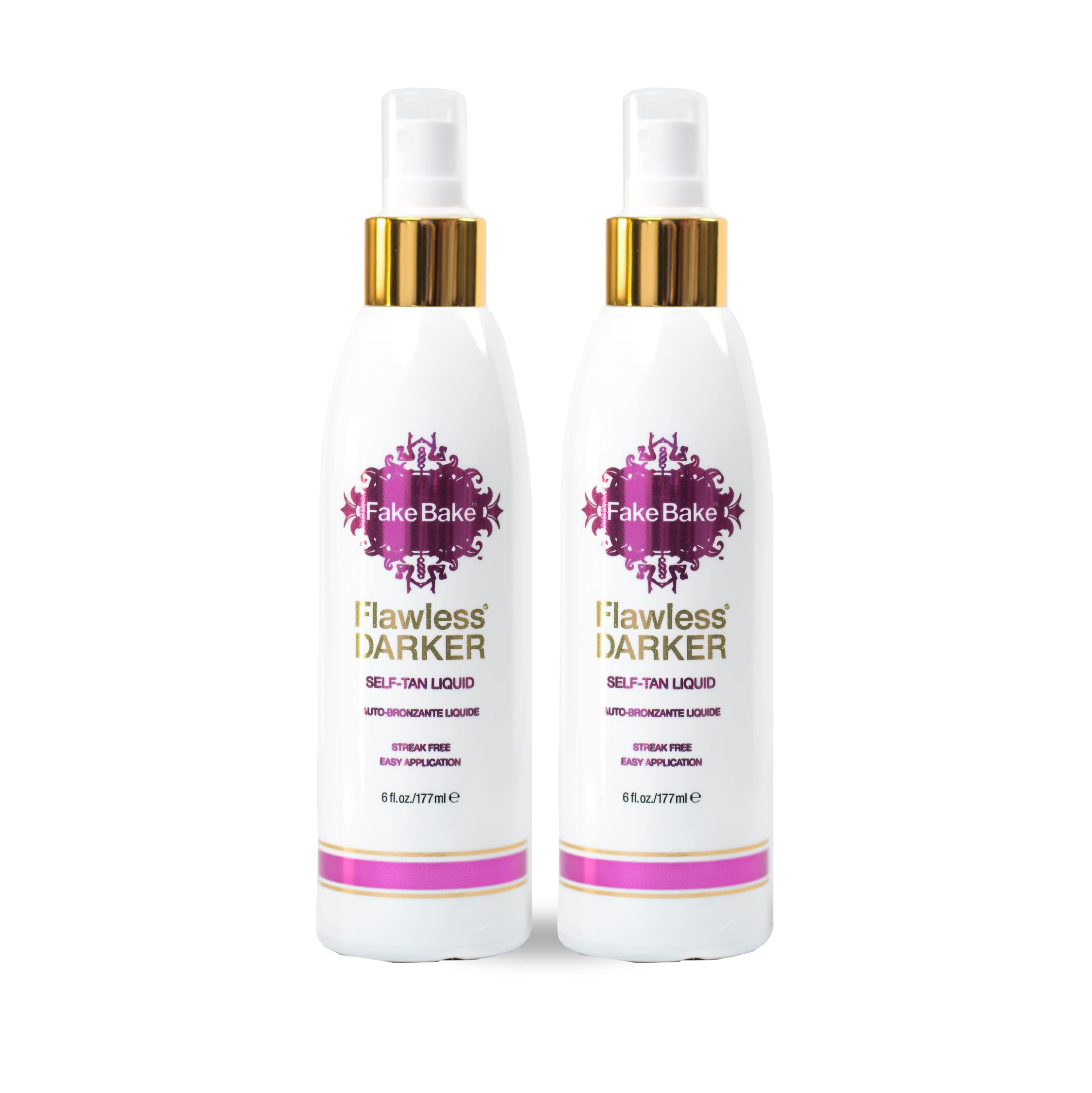 Fake Bake Lait auto-bronzant sans défaut — bouteille, application uniforme et rapide.