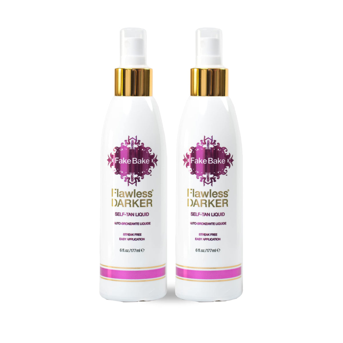 Fake Bake Lait auto-bronzant sans défaut — bouteille, application uniforme et rapide.