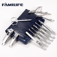 Coupe-ongles FAMILIFE 11 pièces en acier inoxydable pour ongles nets.