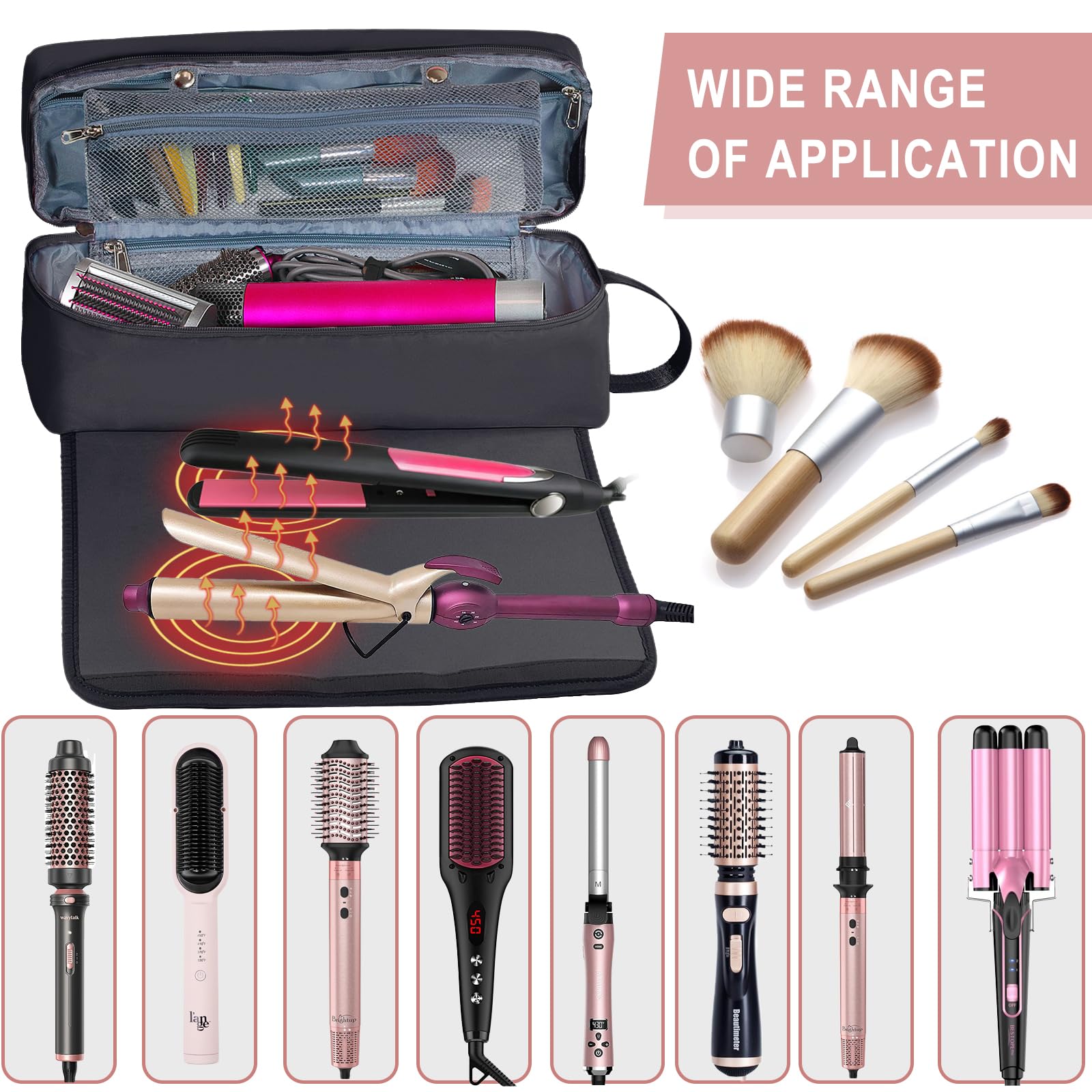 FAMOPLAY sac-outils-cheveux-poches-interieures: rangements pour pinces et accessoires.