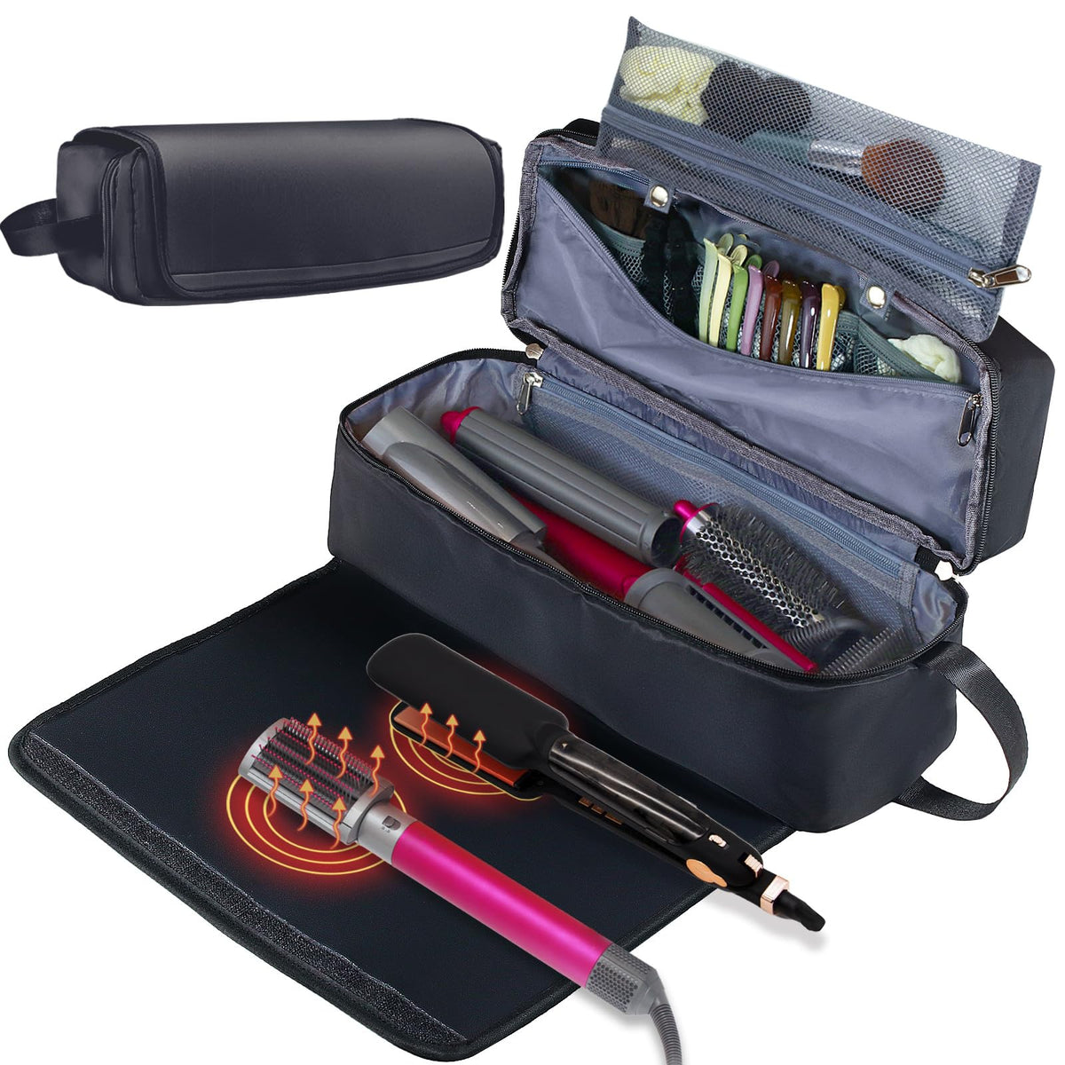 FAMOPLAY sac-outils-cheveux-tapis-resistante-chaleur: protection fiable pour outils chauds.