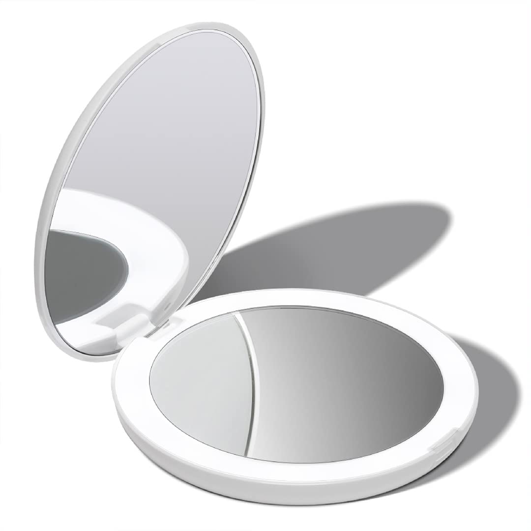 Miroir Fancii avec lumière naturelle pour un maquillage précis en voyage.