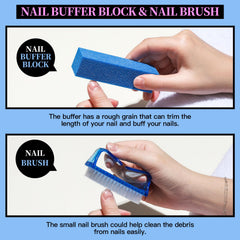 Bloc buffer bleu Fandamei, lissage et brillance de surface des ongles.