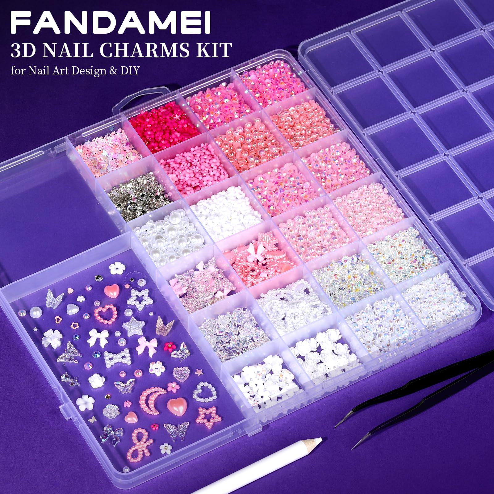 Éléments fleurs 3D Fandamei pour motifs floraux sur ongles