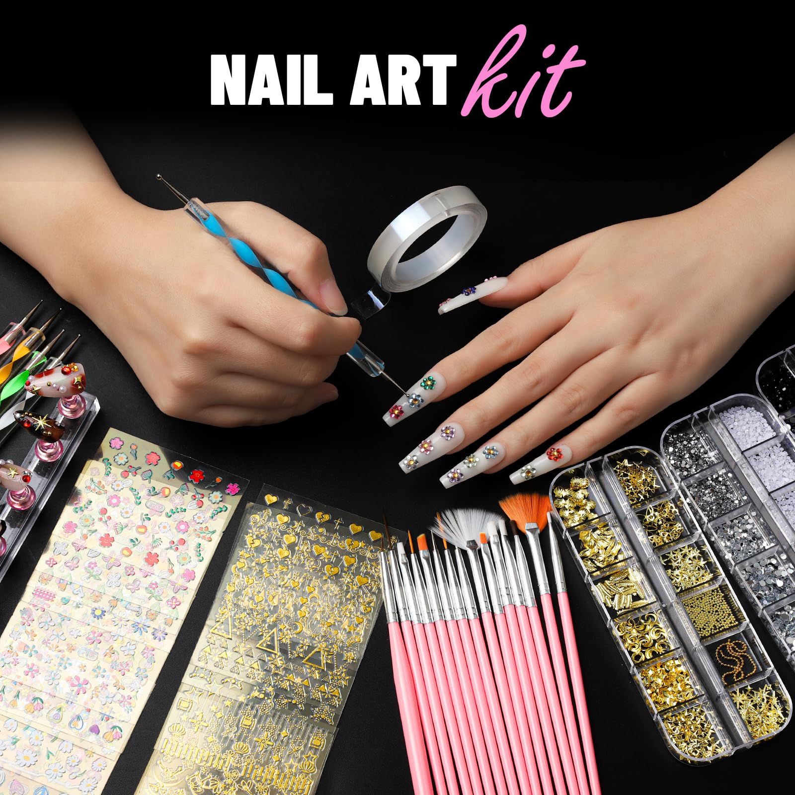 Charm s et gemmes Fandamei – détails dorés pour designs variés.