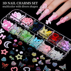 FANDAMEI charms ongles 3D: designs variés pour décorations saisissantes.