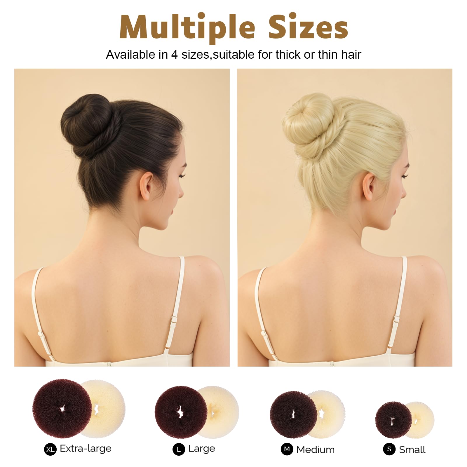 Fandamei chignon donut large pour cheveux épais et durables.