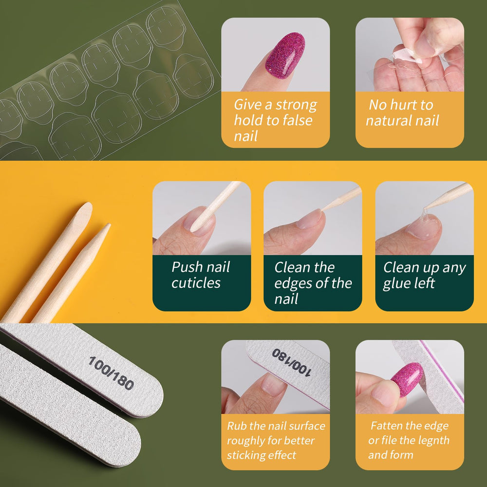Ongles Fandamei adhesifs et lime, pose rapide et propre.