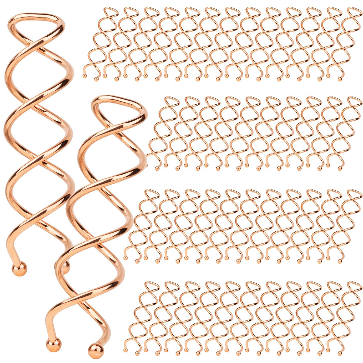 Épingles Fandamei spiralées en or rose doré pour tous types de cheveux.