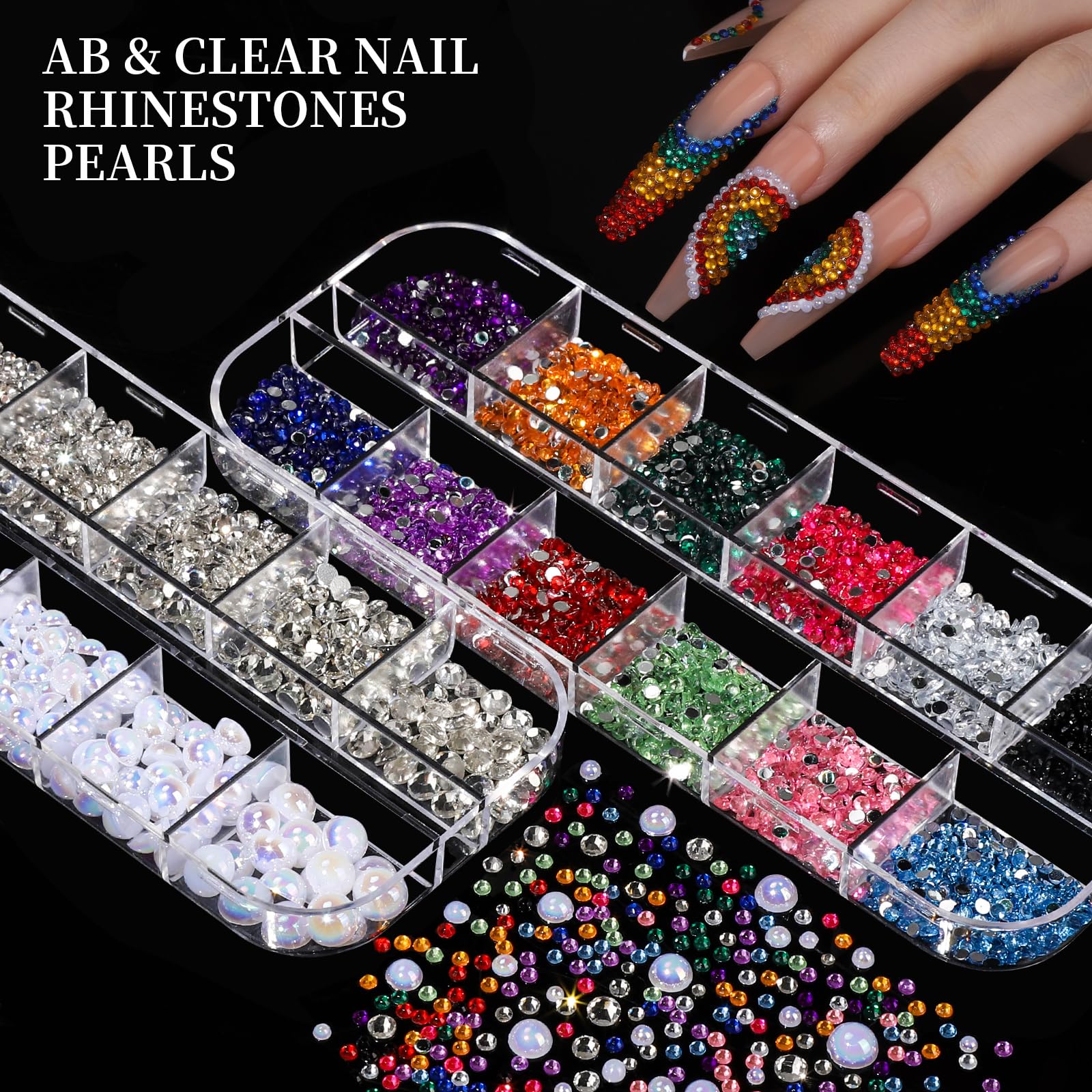 FANDAMEI fleurs et perles AB: motifs romantiques et délicats pour nails.