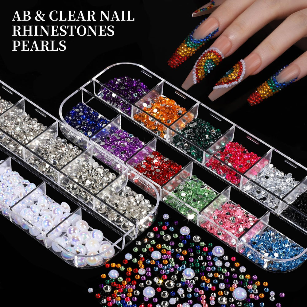 FANDAMEI fleurs et perles AB: motifs romantiques et délicats pour nails.