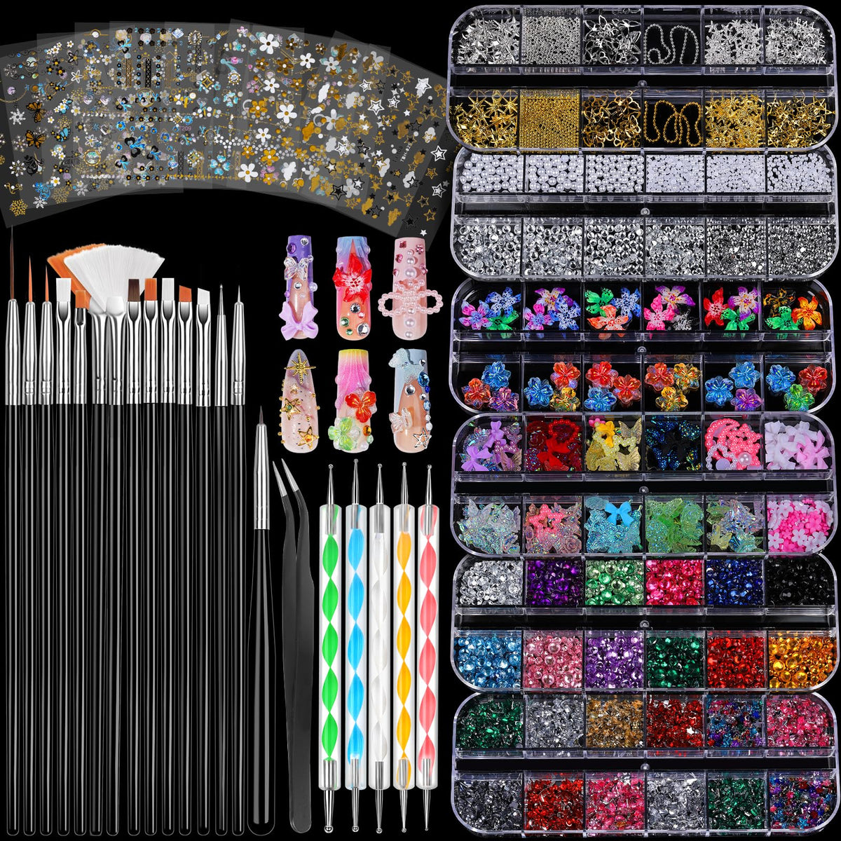 Fandamei kit nail art pinceaux noirs pour motifs précis et professionnels