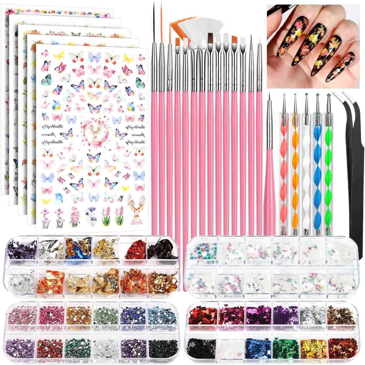 Kit Fandamei pinceaux pour decor sur ongles precis