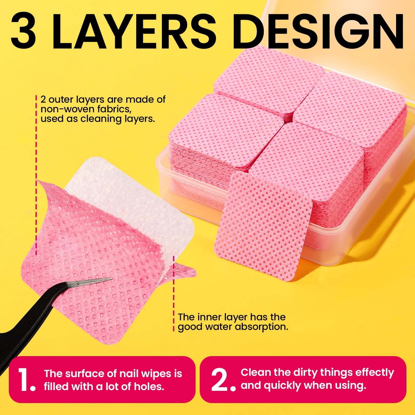Lingettes sans peluches Fandamei pour retrait gel propres et efficaces