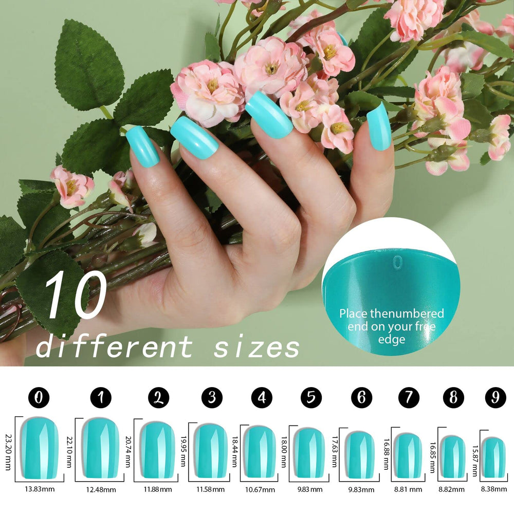 Ongles carré moyen Fandamei, fini brillant et élégant.