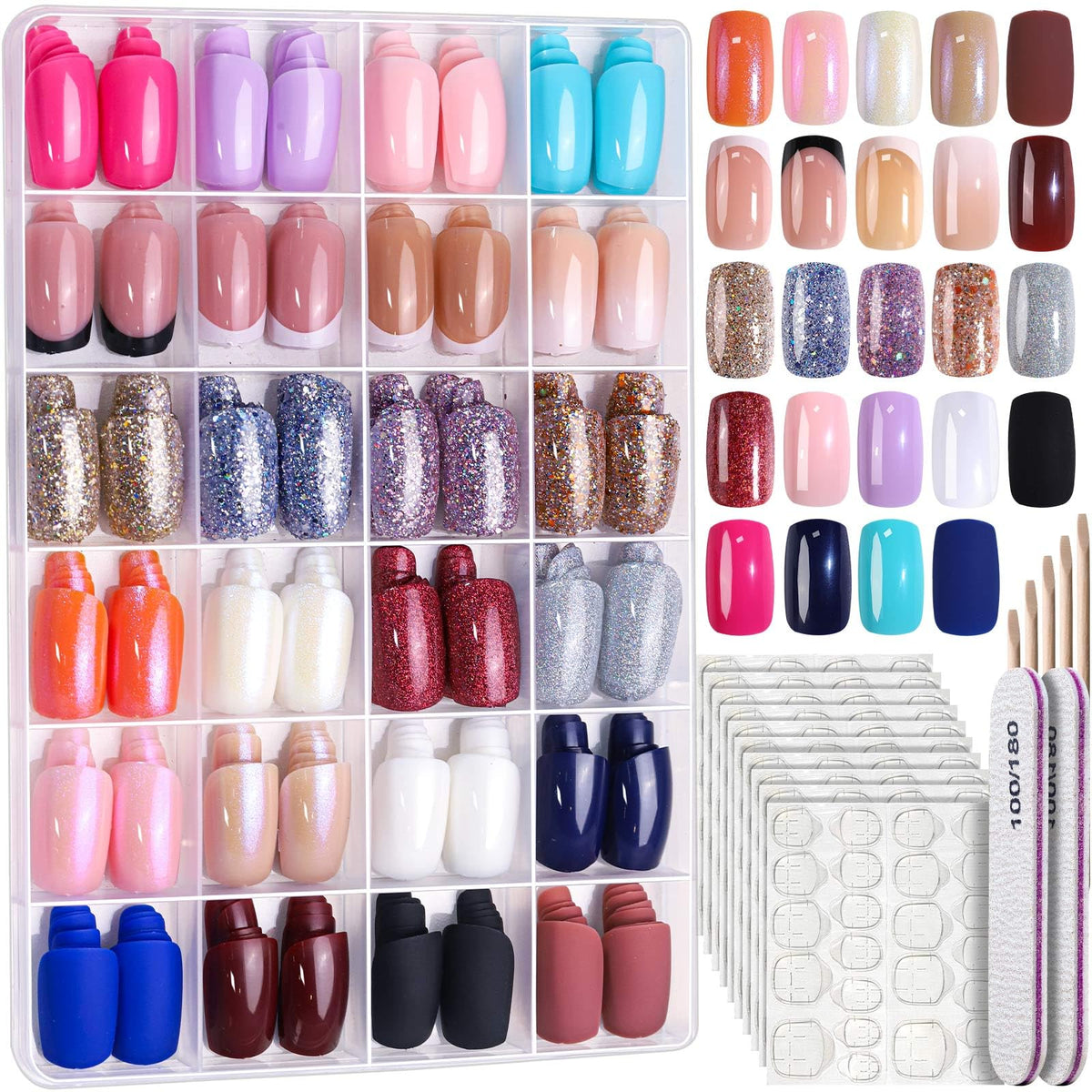 Ongles adhésifs Fandamei 576 pièces, kit pratique pour retouches rapides