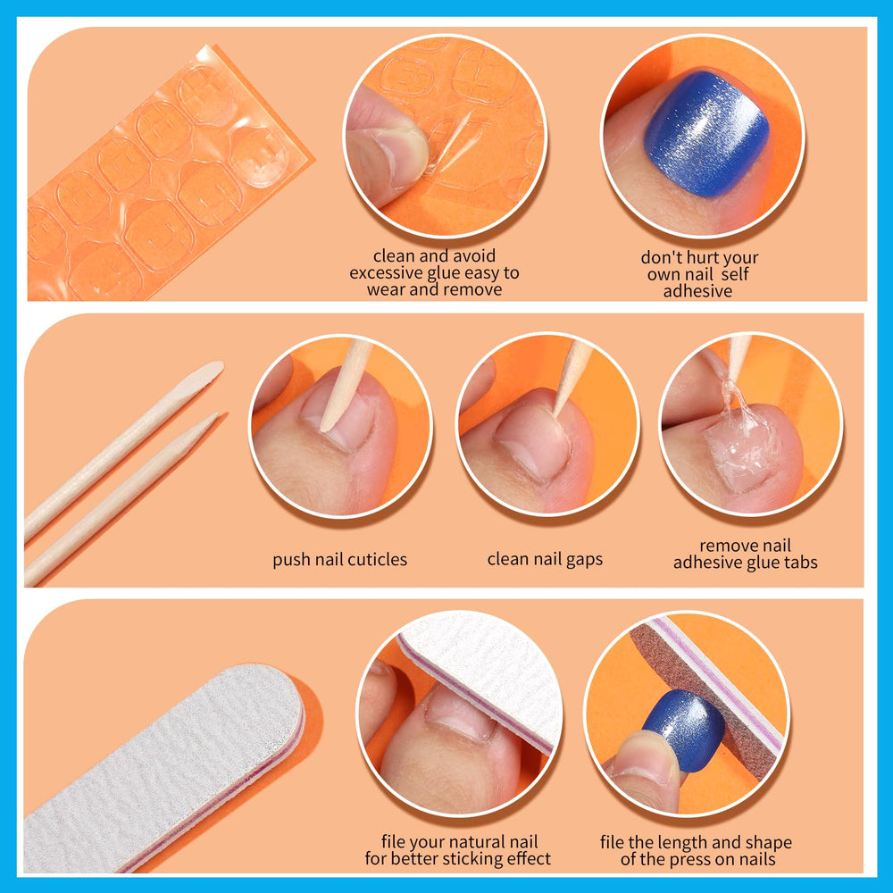 Ongles Fandamei adhésifs forme carrée court, design moderne