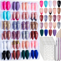 Ongles FANDAMEI auto-adhésifs amande avec glitter pour un look rapide.