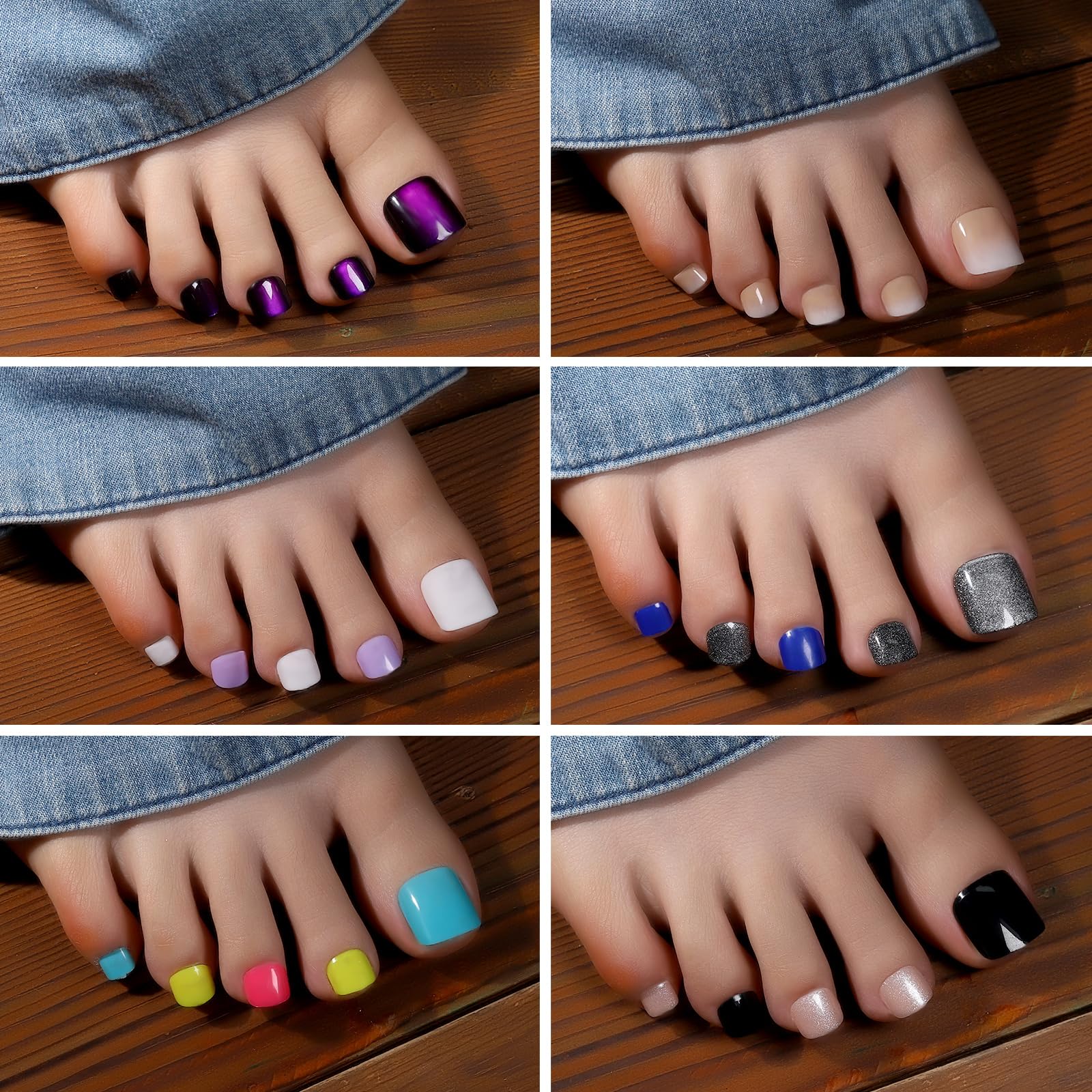 Ongles Fandamei autocollants pour orteils, rouges éclatants.