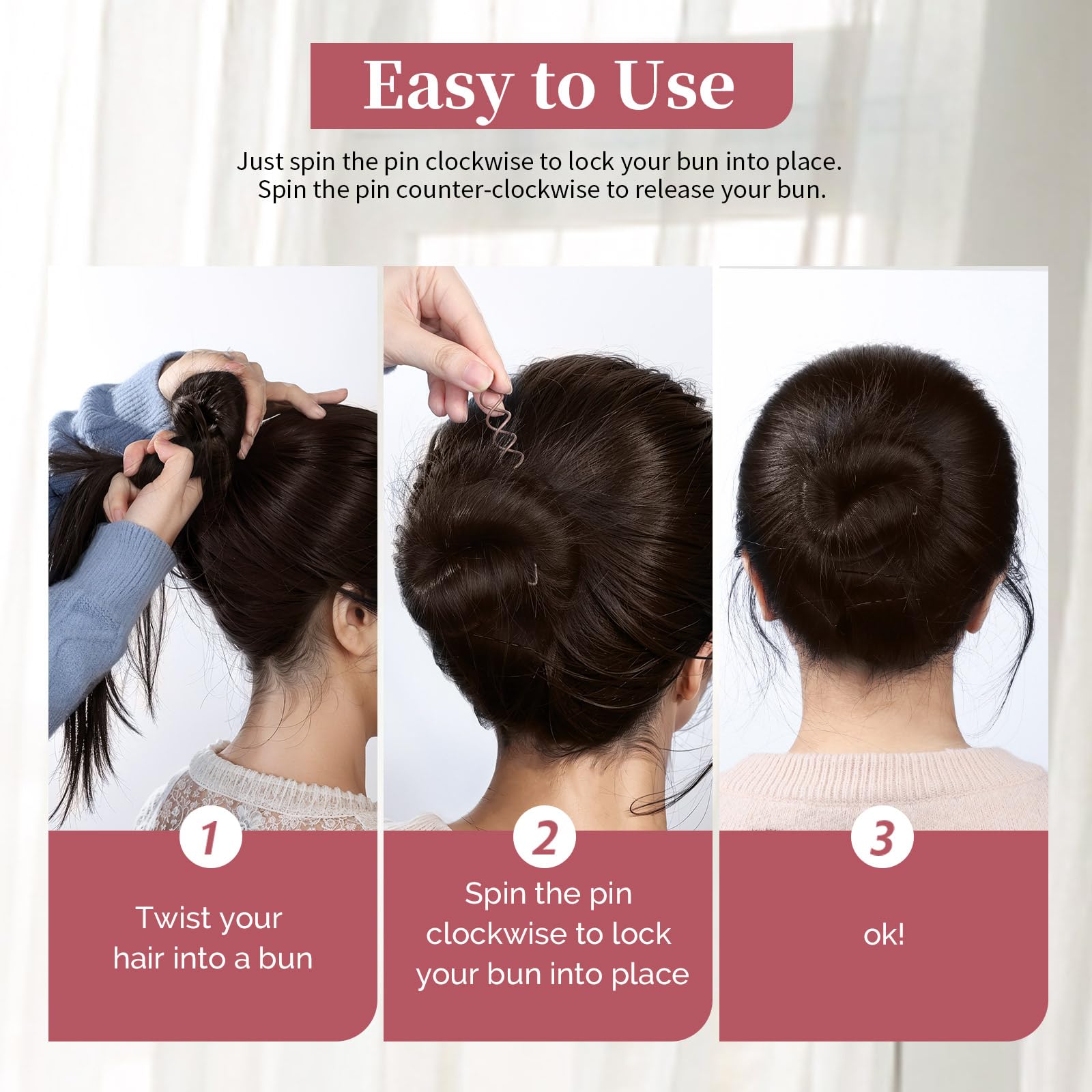Épingles spiralées Fandamei adaptées à tous types de cheveux.