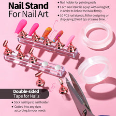 Supports magnétiques Fandamei avec base échiquier pour plusieurs ongles.