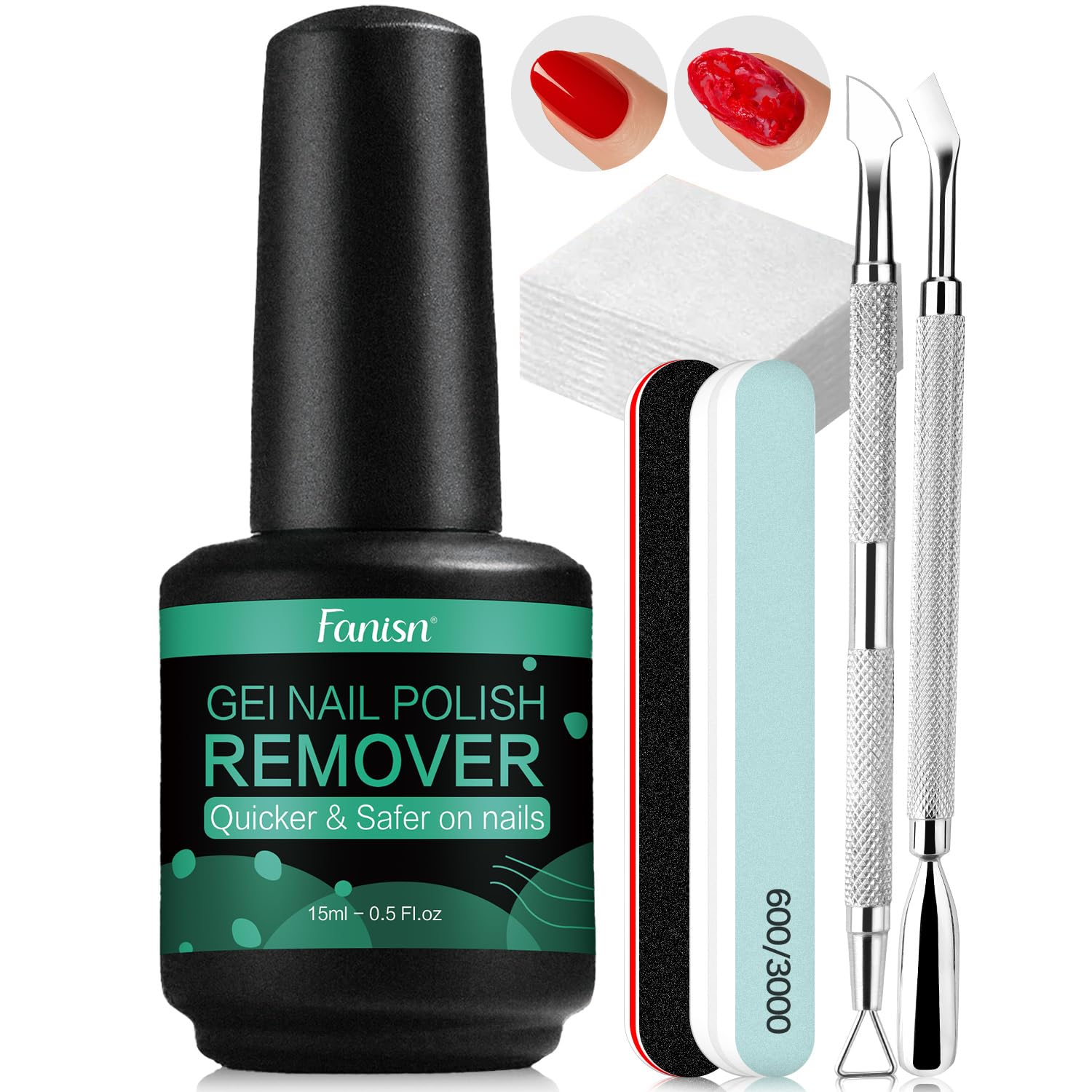 Fanisn dissolvant gel 15ml – retrait rapide sans trempage à domicile.