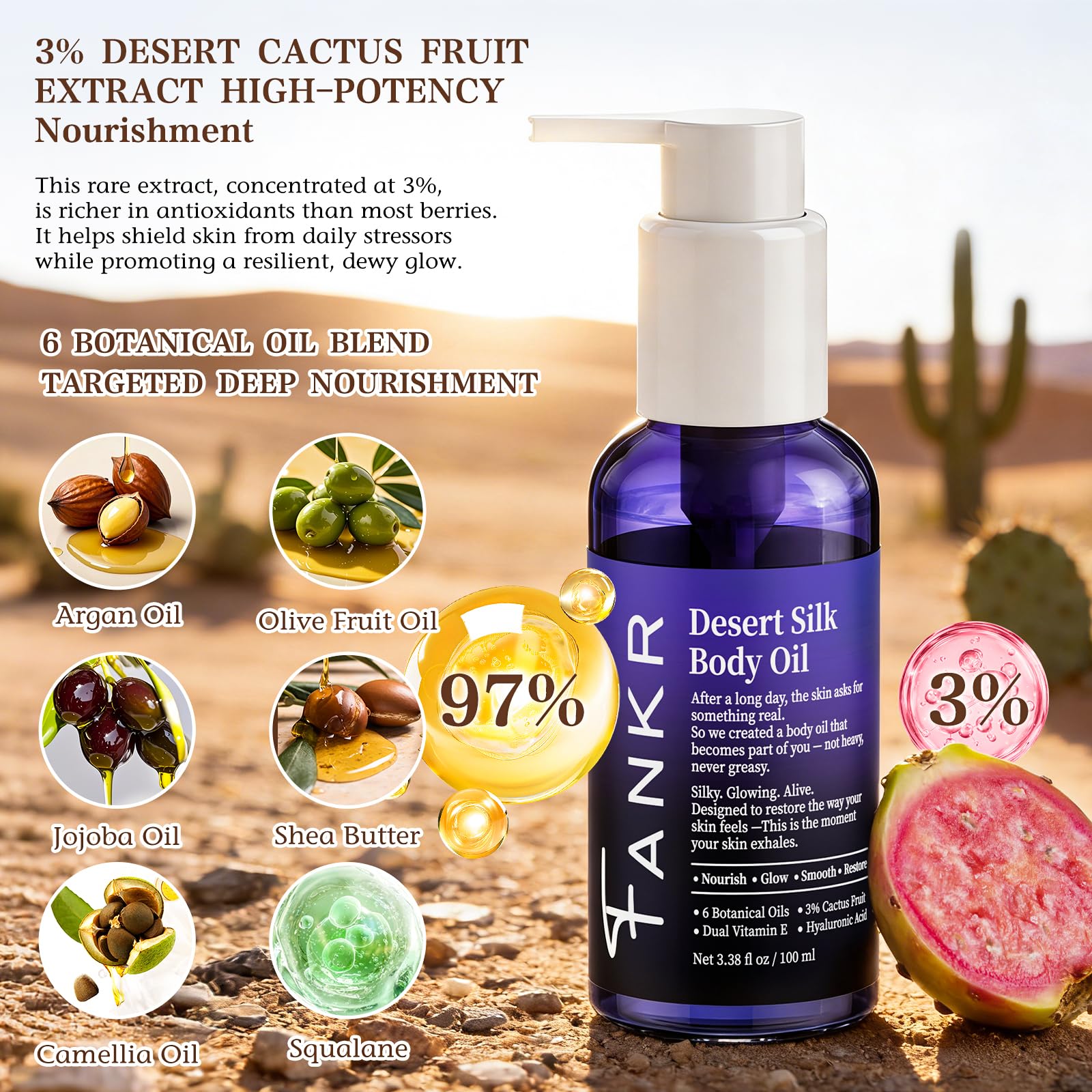Mélange botanique Fankr Desert Silk, soin hydratant qui apaise et protège.