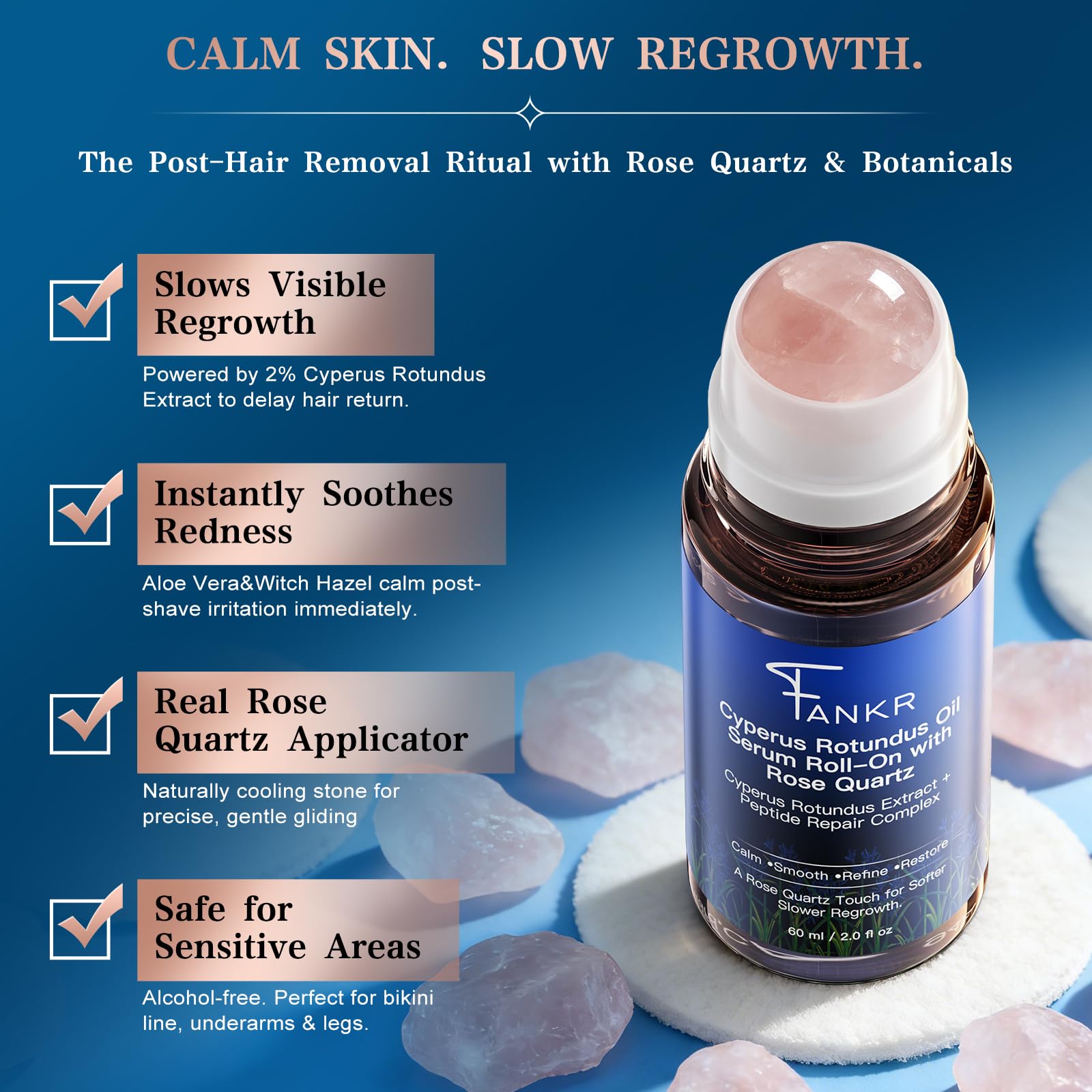 Fankr Cyperus Rotundus Serum: ingrédient vedette pour aider la repousse visuelle.