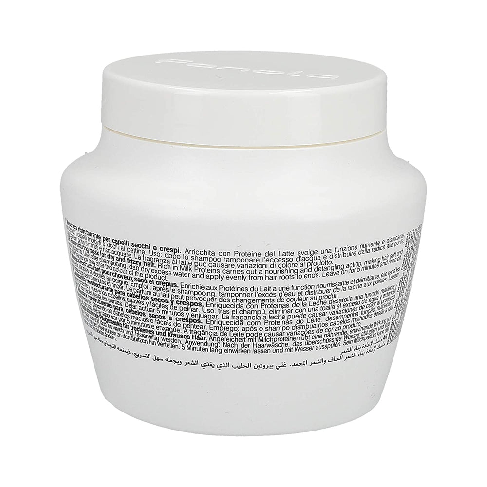 Fanola masque réparateur, texture crème, offre une hydratation nourrissante pour cheveux secs.