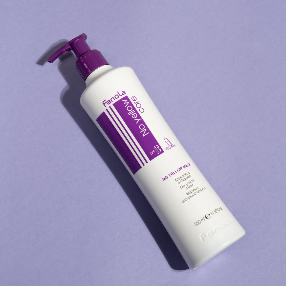 Fanola No Yellow masque violet peut être utilisé après le lavage pour maintenir la tonalité.