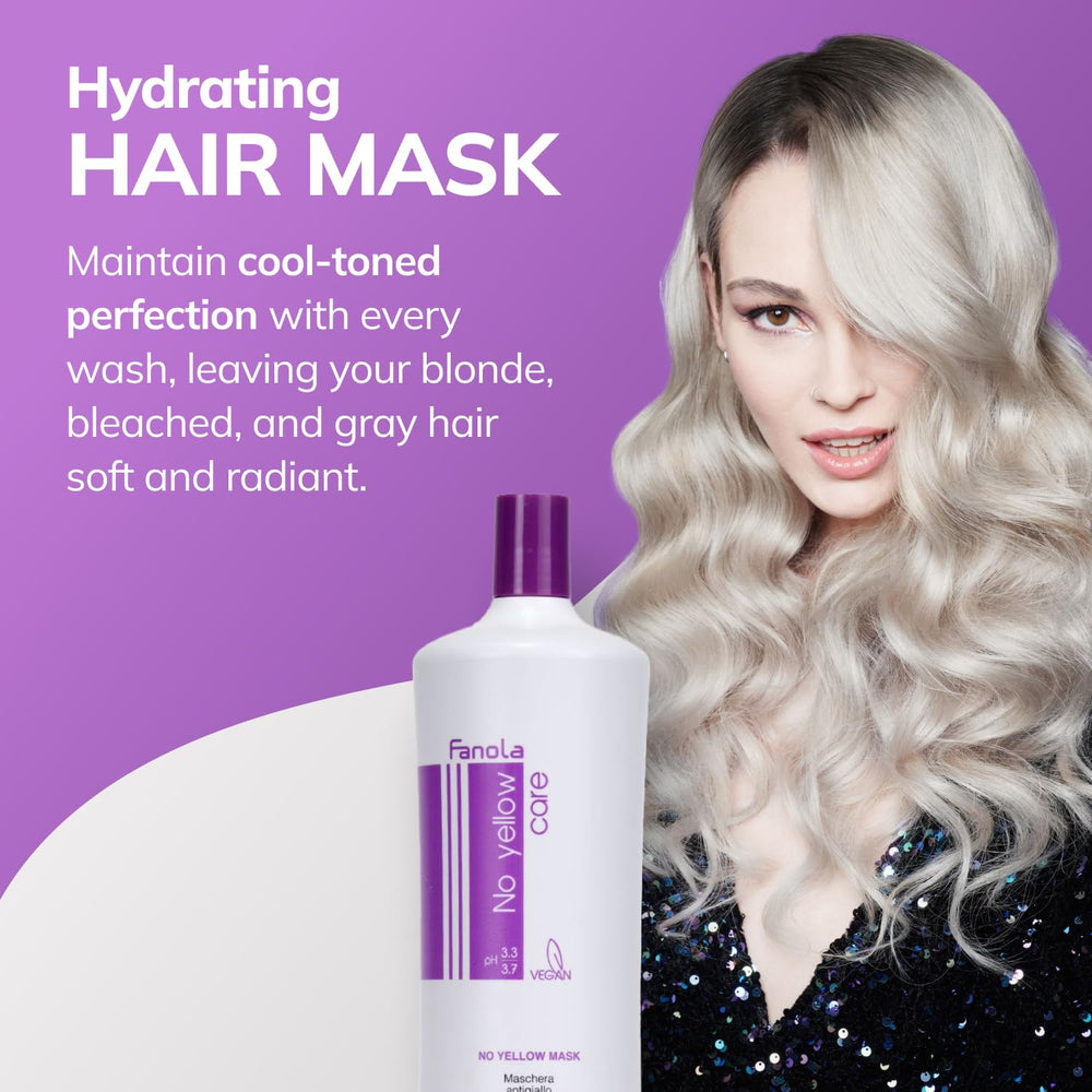 Fanola No Yellow masque violet pour cheveux décolorés ravive la brillance sans dessécher.