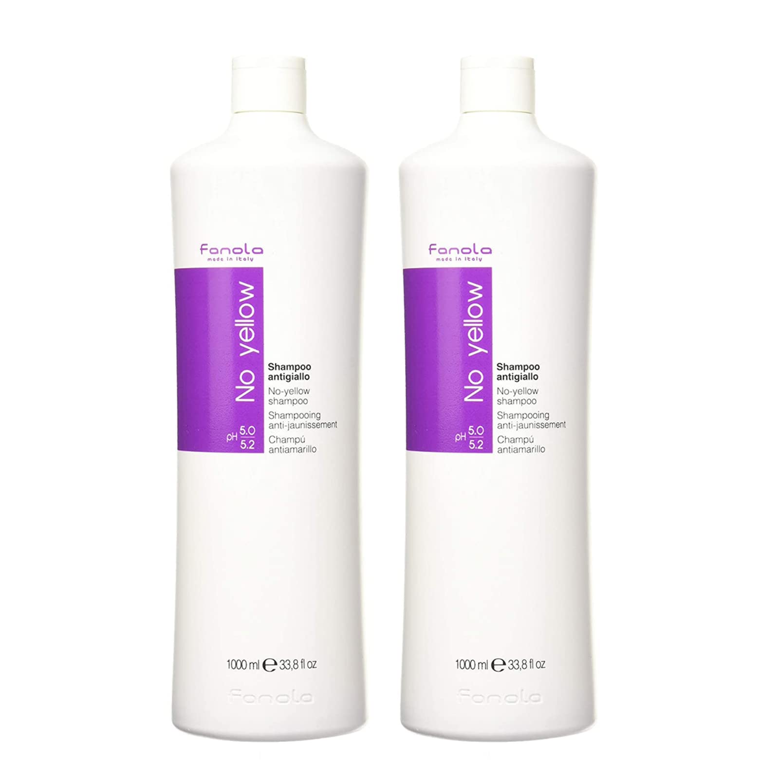 Fanola No Yellow, bouteille 1 litre, neutralise les reflets jaunes chez blondes et gris.