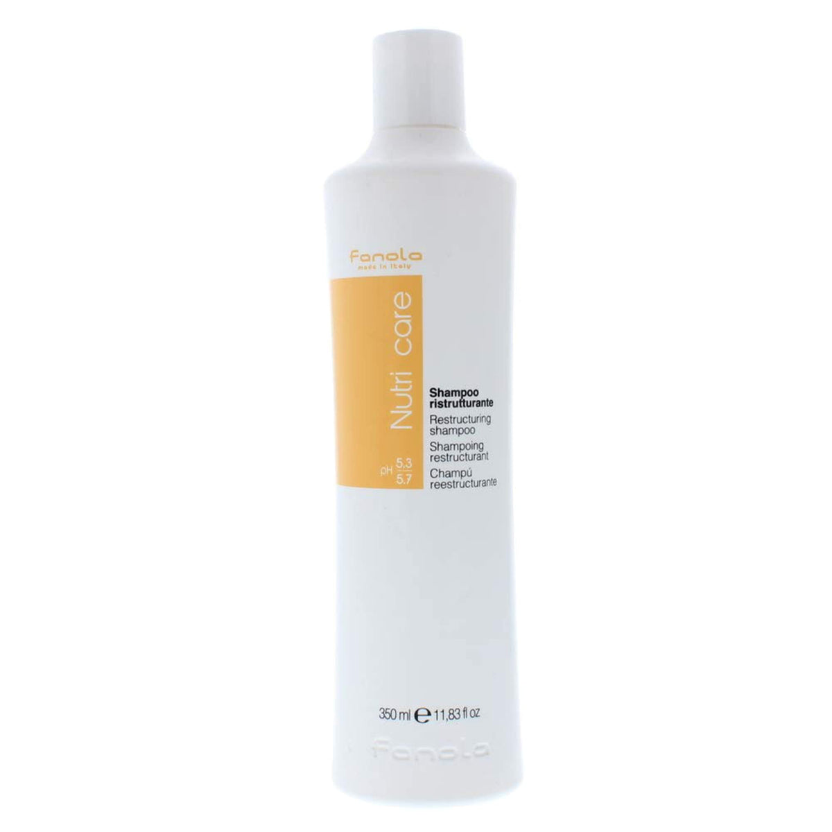 Fanola Shampoing Réstructurant – flacon, hydratation renforcée pour cheveux secs.
