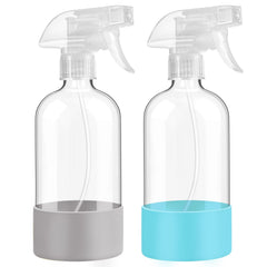 Bouteilles FANSTINOW en verre avec gaine silicone bleu gris; protection contre les chocs.